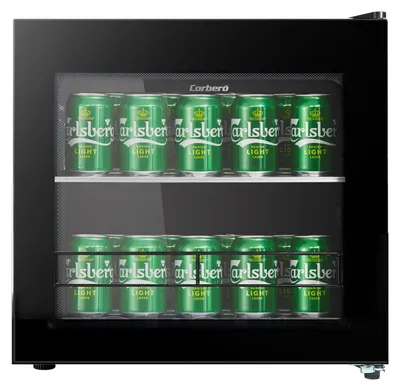 Minibar 44 L mit Glastür, umkehrbar, 40 dB, schwarz