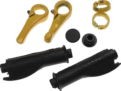 Produktbild von vhbw 2x Lenkergriffe für Fahrrad, Mountainbike - Fahrradgriffe mit Bar Ends, Ergonomisch Gelb Schwarz