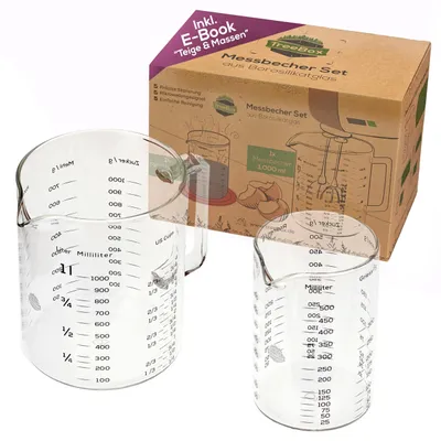 Image de Verre doseur en verre, ensemble de 2 pièces, résistant à la chaleur, pour la cuisine
