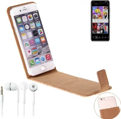 Produktbild von K-S-Trade Schutzhülle mit Kopfhörer kompatibel mit Huawei Y8p Handyhülle Cover Kork Tasche Flipstyle Case