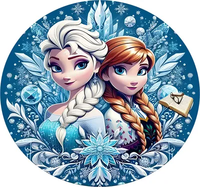 Image de Tapis rond 120cm - Royaume d'hiver d'Anna et Elsa