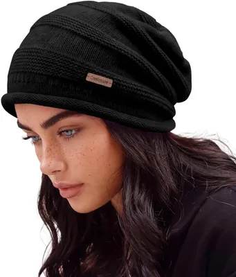 Immagine prodotto di Berretto slouchy - Berretto di lana con fodera in pile - Caldo berretto invernale