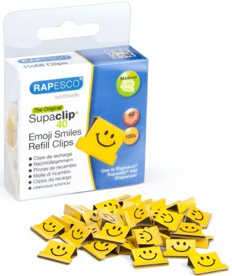 Produktbild von Dokumentenclips Supaclip 40 Emoji gelb VE=10x100 Stück