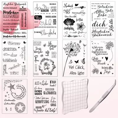 Immagine prodotto di Set di timbri in silicone con 10 fogli, blocco timbro 10x10 cm, per scrapbooking