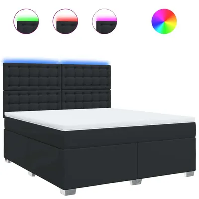 Produktbild von Boxspringbett mit Matratze Schwarz 180x200 cm Kunstleder