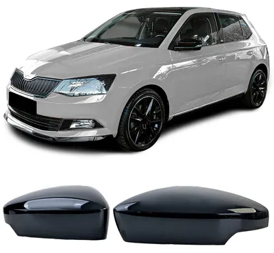 Productafbeelding van Spiegels met zwarte, glanzende afwerking. Spiegelhuisen voor Skoda Fabia, modeljaar 2014-2022