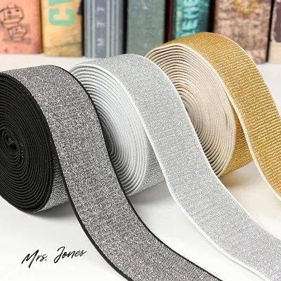 Produktbild von Edelstein-Bändern-Set - Flexible Gurtband - 25 mm Breit - Einzigartige Handarbeit - Silberfarbe