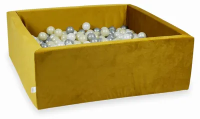 Immagine prodotto di Piscina di palline 600 pezzi 110x110x40 Velluto Oro: oro chiaro, argento, perla