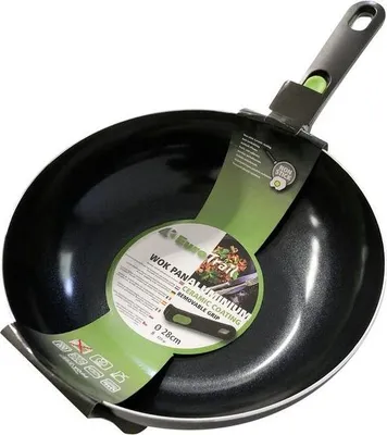 Obrázek produktu pro Eurotrail ETKW5526, Kulatý, Univerzální pánev, Černá, Hliník, Keramický, Plyn, Halogen, Indukční, 28 cm