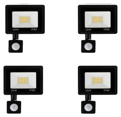 Produktbild von Bewegungsmelder-Flutlicht, wasserdicht, einstellbarer Erfassungsbereich, 20W 4PCS, Warmlicht
