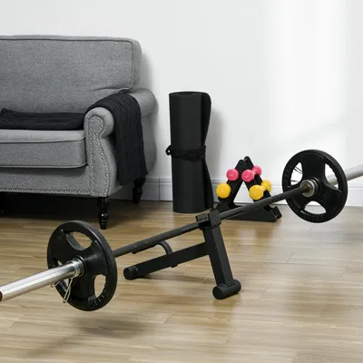 Produktbild von Langhantel Heber Deadlift Jack, Kreuzheben Ständer, Barbell Jack Stahl, Schwarz | 50 x 12 x 33 cm | bis 200 kg | Gummierter Griff
