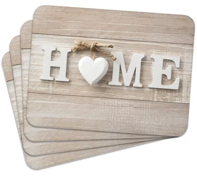 Produktbild von MG Design Set aus 4 Kork-Platzsets - Home 2 - 30 x 40 cm - hitzebeständig & abwischbar, mit Korkrückseite