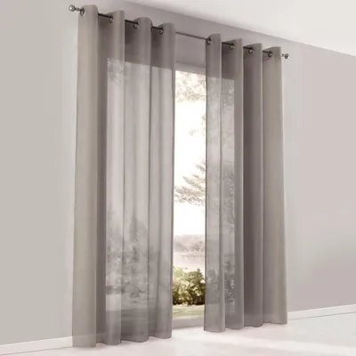 Voile Gardinen 2er-Set, 140x225 cm, Braun, transparent