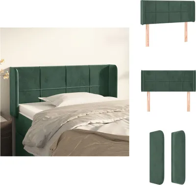Produktbild von vidaXL Kopfteil mit Ohren Dunkelgrün 93x16x78/88 cm Samt -  Kopf- & Fußenden