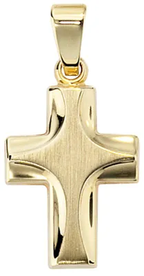 Produktbild von Kreuzanhänger Anhänger Kreuz aus 585 Gold Gelbgold massiv Uni Goldanhänger