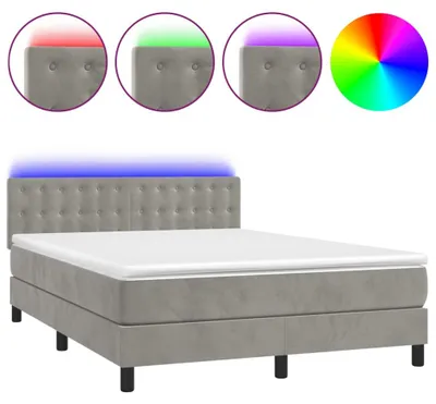 Obrázok produktu pre vidaXL Boxspring posteľ s matracom a LED diódou Light Grey 140x200 cm Velvet