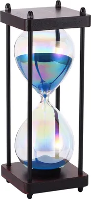 Produktbild von Sanduhr 30 Minuten aus Regenbogen-Glas mit Holzsockel – Elegante Sanduhr für Zuhause, Büro und Hochzeitsdekoration