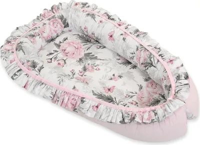 Zdjęcie produktu dla Kokon niemowlęcy kojec otulacz Premium z falbanką - Romantic peonies