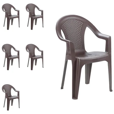 6 Stück Stapelstuhl Rattan-Optik Mokka