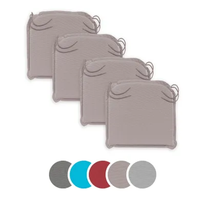 Produktbild von 4er Set Outdoor Sitzkissen, 44 x 47 cm, 6 cm dick, Sitzauflagen Gartenmöbel, Eckbänder, taupe, sleepling