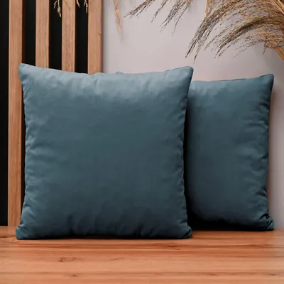 Obrázek produktu pro MG Design, sada 2 povlaků na polštáře, 50 x 50 cm, modré barvy – s zipem, sametově jemné s jemným leskem, snadno se udržují a jsou odolné