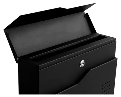 Produktbild von Wandbriefkasten HxBxT 37x37x11cm mit Zeitungsfach pulverbeschichtet Schwarz