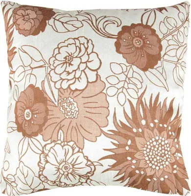 Zdjęcie produktu dla Poszewka na poduszkę 40x40cm w kwiatowy wzór (beżowo-brązowa)