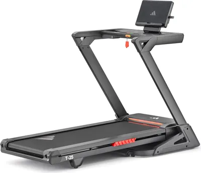 Produktbild von adidas Laufband T-25, 2,5 PS Motor, 15 Steigungsstufen, 1-19 km/h, 135 kg, klappbar, für Zuhause, Zwift & Kinomap