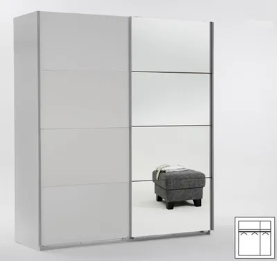 Produktbild von Schwebetürenschrank Kleiderschrank Easy Plus 135x65x210cm weiß mit Spiegel