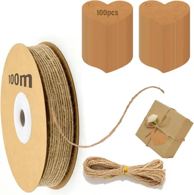 Produktbild von Juteschnur 100 Meter 2 mm mit Geschenkanhängern