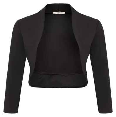 Obrázek produktu pro Dámská bolerová bunda, krátký rukáv 3/4, elegantní krátká bolerová bunda (708), černá, velikost S