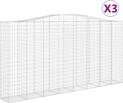 Produktbild von vidaXL Gabionen mit Hochbogen 3 Stk. 400x50x200/220cm Verzinktes Eisen