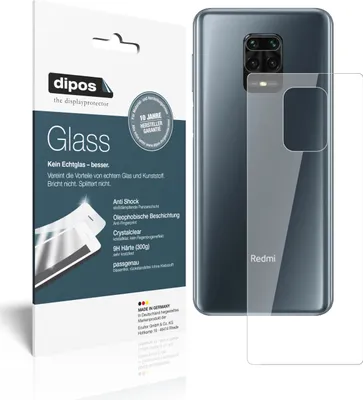 Produktbild von 1x Schutzfolie für Xiaomi Redmi Note 9 Pro Rückseite - Anti-Shock 9H Folie dipos Glass Kunststoffglas