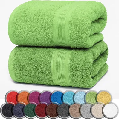 Produktbild von Frottier SAUNATÜCHER 2er Pack 80x200cm, 100% Baumwolle, Apfel grün