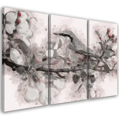 Produktbild von Triptychon auf leinwand tiere - grau 60x40 cm Feeby grau wandbild bereit zum aufhängen