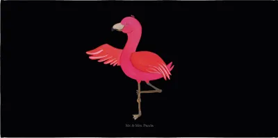 Produktbild von Mr. & Mrs. Panda Flauschtuch Flamingo Yoga - Schwarz - Geschenk, Entspannung, Handtuch 50x100, Yogi, baumwolle, kleines, Baumwollhandtuch, Urlaub, Baum