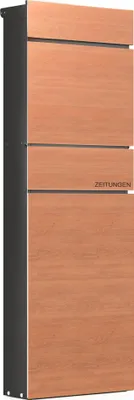 Image de Wiltec Boîte aux lettres et colis avec porte journaux Verrouillable 39,5 x 14,1 x 115 cm Couleur anthracite et Couleur de bois Usage domestique Courrier Journal