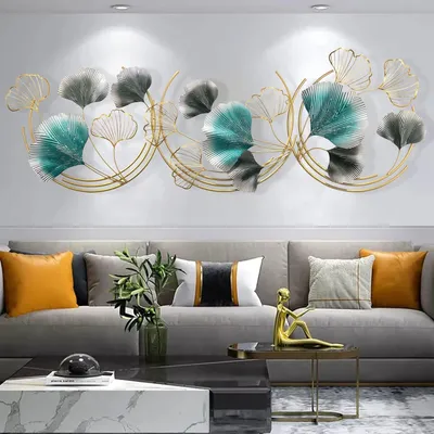 Produktbild von Kreative 3D-Wandskulptur eines Ginkgo biloba aus Metall, moderne Wanddekoration fürs Wohnzimmer, 150 × 50 cm, für Schlafzimmer, Arbeitszimmer, Küche