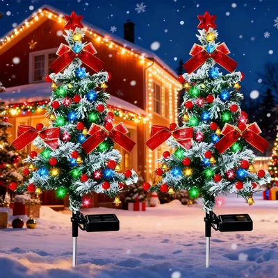Solar-Weihnachtsbaum-Set, 2 Stück, 83 cm, LED, IP65, für Außen