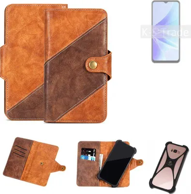 Produktbild von K-S-Trade Handyhülle Schutzhülle Bookstyle Case Wallet-Case kompatibel mit Oppo A77s Cover Klapphülle Kantenschutz Smartphone dunkelbraun braun 1x