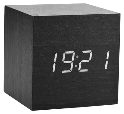 Holz-Wecker LED, Sprachsteuerung, 3 Alarme, schwarz/weiß