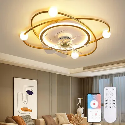 Produktbild von RRBEST Moderne Deckenventilator mit Beleuchtung,58CM Dimmbar LED Deckenleuchte Mit Ventilator,48W Timer Deckenventilator