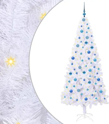 Obrázok produktu pre Umelý vianočný stromček s 300 LED-i Biela 210 cm PVC a oceľ