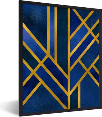 Produktbild von MuchoWow® Gerahmtes Poster Design - Gold - Luxus 60x80 cm - Poster mit Schwarzem Bilderrahmen Wandposter Rahmen Foto Bilder - Premium - Wanddeko Wohnzimmer