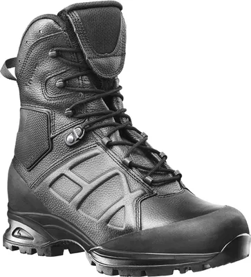 A black hiking or tactical boot is shown against a white background.