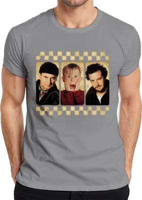 Obrázek produktu pro Kevin Alone at Home McCallister Classic Christmas Harry Marv Pánské tričko, šedá, L