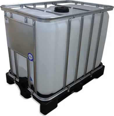 Produktbild von 600 L IBC Wasserbehälter Tank Container Farbe natur inkl. PE-Palette + Ausgießer dicht NEU