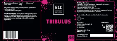 Produktbild von ELC Nutrition Tribulus 180 Kapseln | Tribulus Extrakt | Nahrungsergänzungsmittel | Supplements
