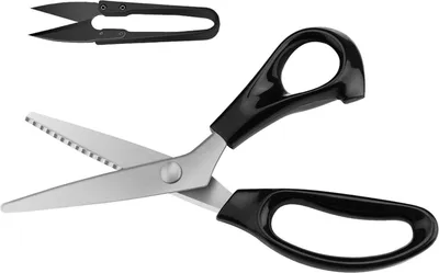 Image de Ciseaux de tissu dentelés droitiers 23 cm Ciseaux de tailleur cuir noir