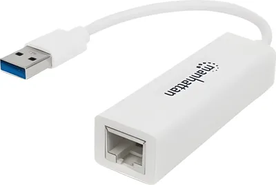 Produktbild von MANHATTAN USB Adapter USB 3.0 -> RJ45 Gigabit Ethernet weiß
